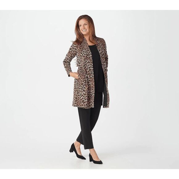 Susan Graver 3X Reg Animal Printed Novelty Knit Duster Cardigan & Tank Set NWT - Picture 1 of 4